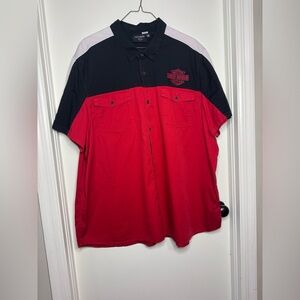 Harley Davidson Men’s Red and Black Button Down Short Size 5XL